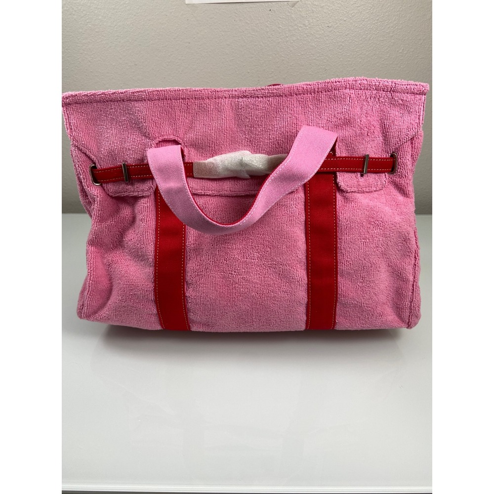 Sunwin Boatkin Style Women Large Pink Red Terry Cloth/Canvas Tote Bag NWOT Beach